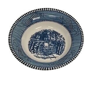 VTG Currier & Ives Old Farm Gate Children on a Fence Fruit Bowl USA Made 5 5/8in